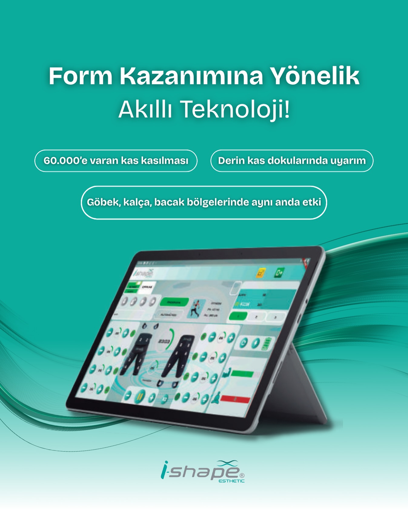 EMS i-Shape cihazı uygulama alanı